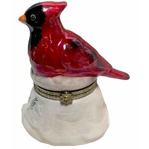 Mr. Christmas Cardinal Hinged Inner Forrest Animals Carousel Trinket Music Box